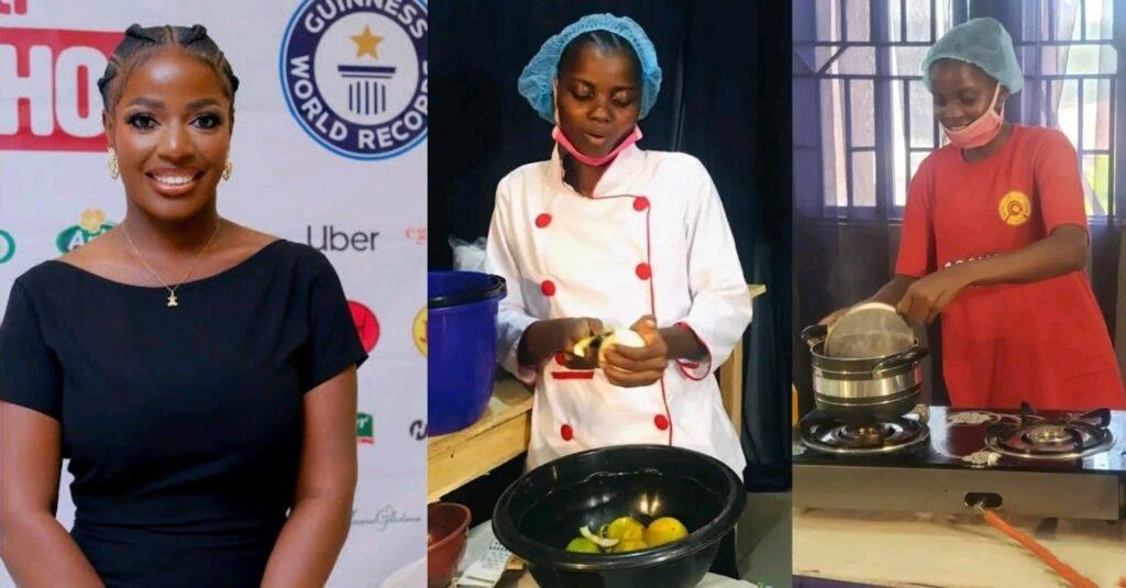 Hilda Baci reacts after Guinness world record crowned her the new record holder for longest cooking marathon 93-hours