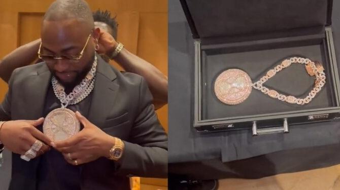 Davido shows off new ₦577 million pendant "I turned sand into diamonds"
