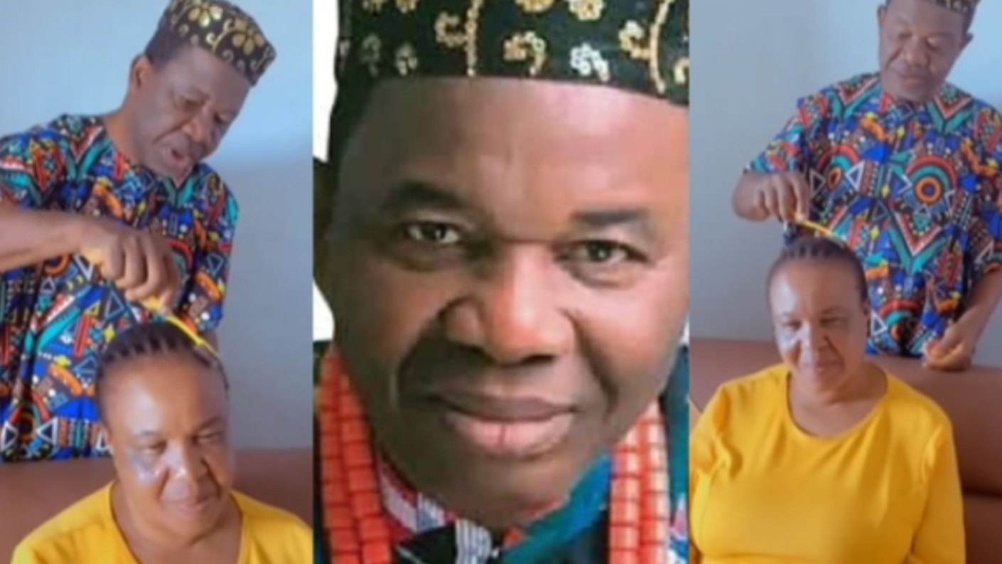Adorable Video Of Veteran Actor, Chiwetalu Agu Making Wife’s Hair