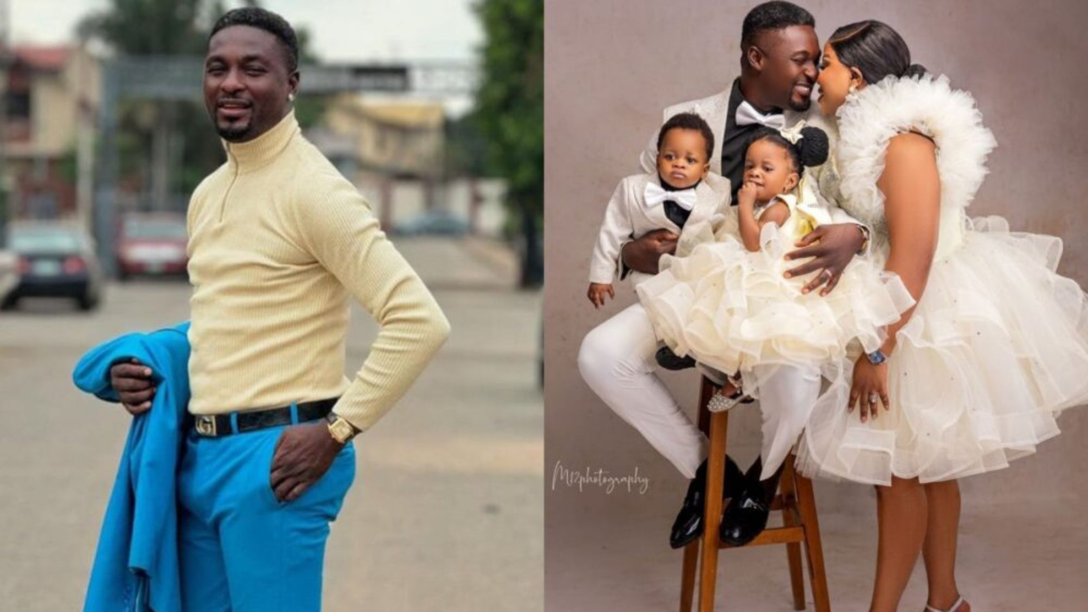 Adeniyi Johnson Blasts A Troll Who Asked Him To Conduct A DNA Test On His Set Of Twins