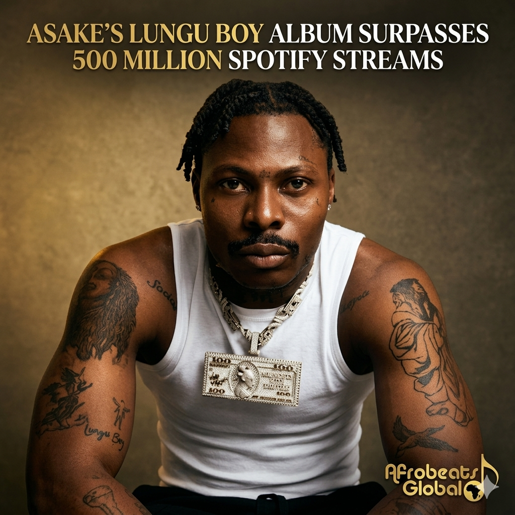 Asake Lungu Boy album cover Spotify milestone 2026