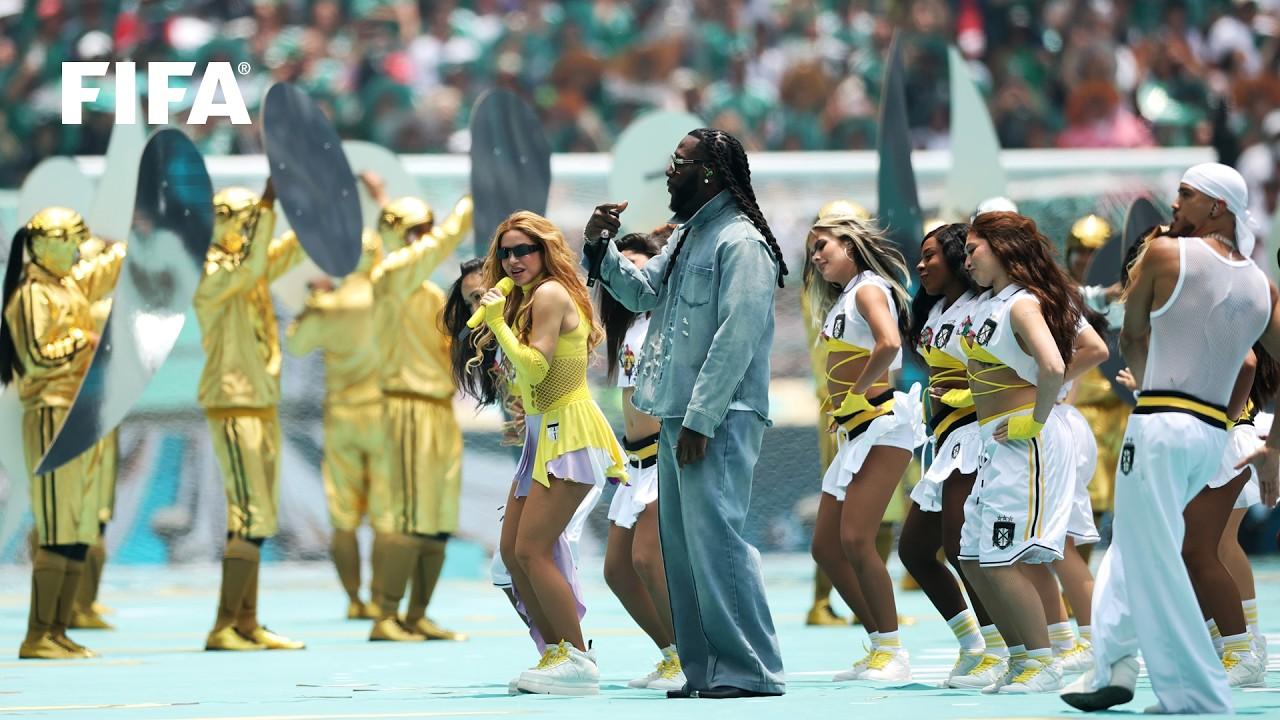 Burna Boy and Shakira performing Dai Dai at the FIFA World Cup 2026 opening ceremony at Estadio Azteca