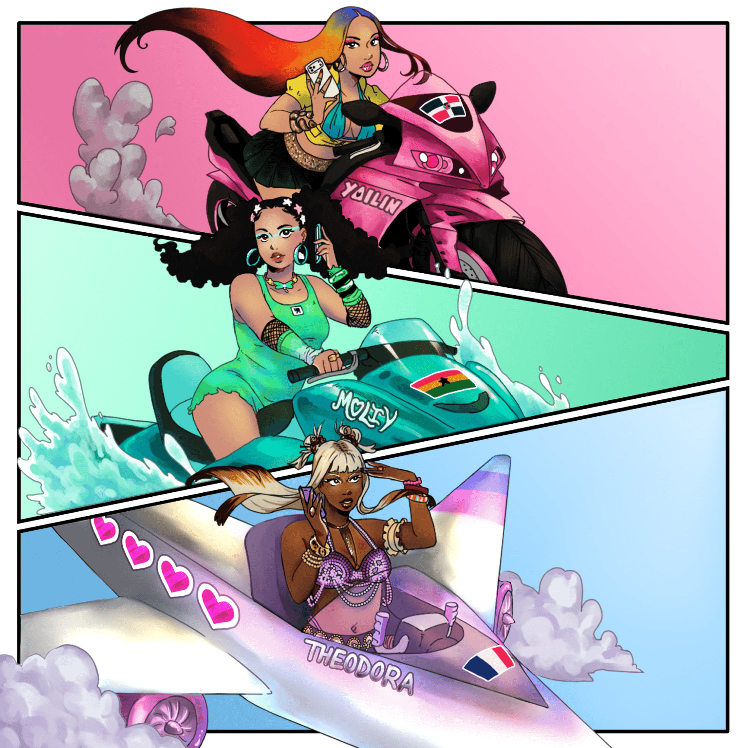 Moliy Jetski Friki single cover featuring Yailin and Theodora