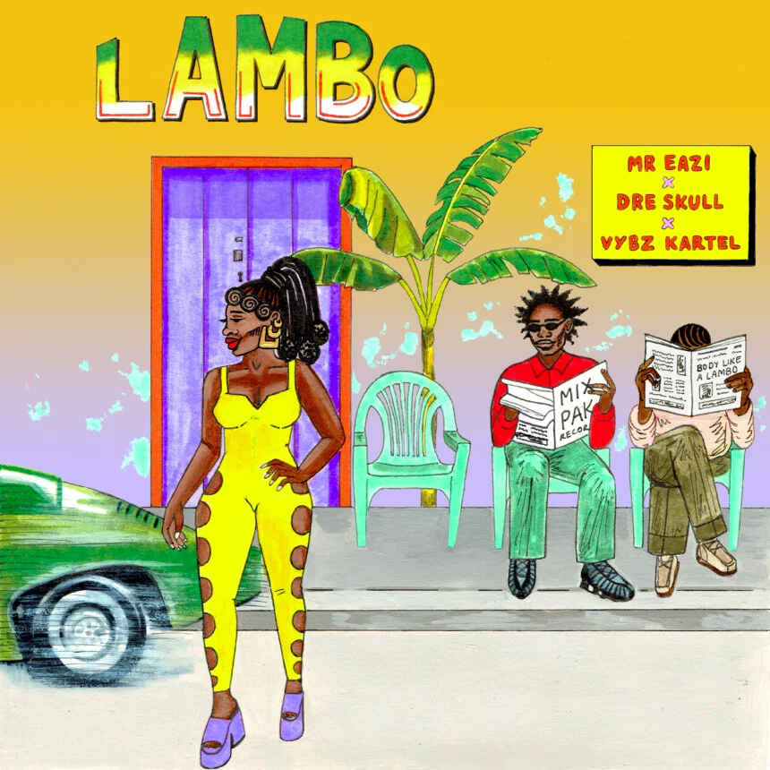 Mr Eazi and Vybz Kartel cover art for new single Lambo