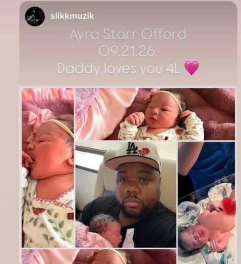 Slikk Muzik and Ayra Starr as producer names daughter after Afrobeats star